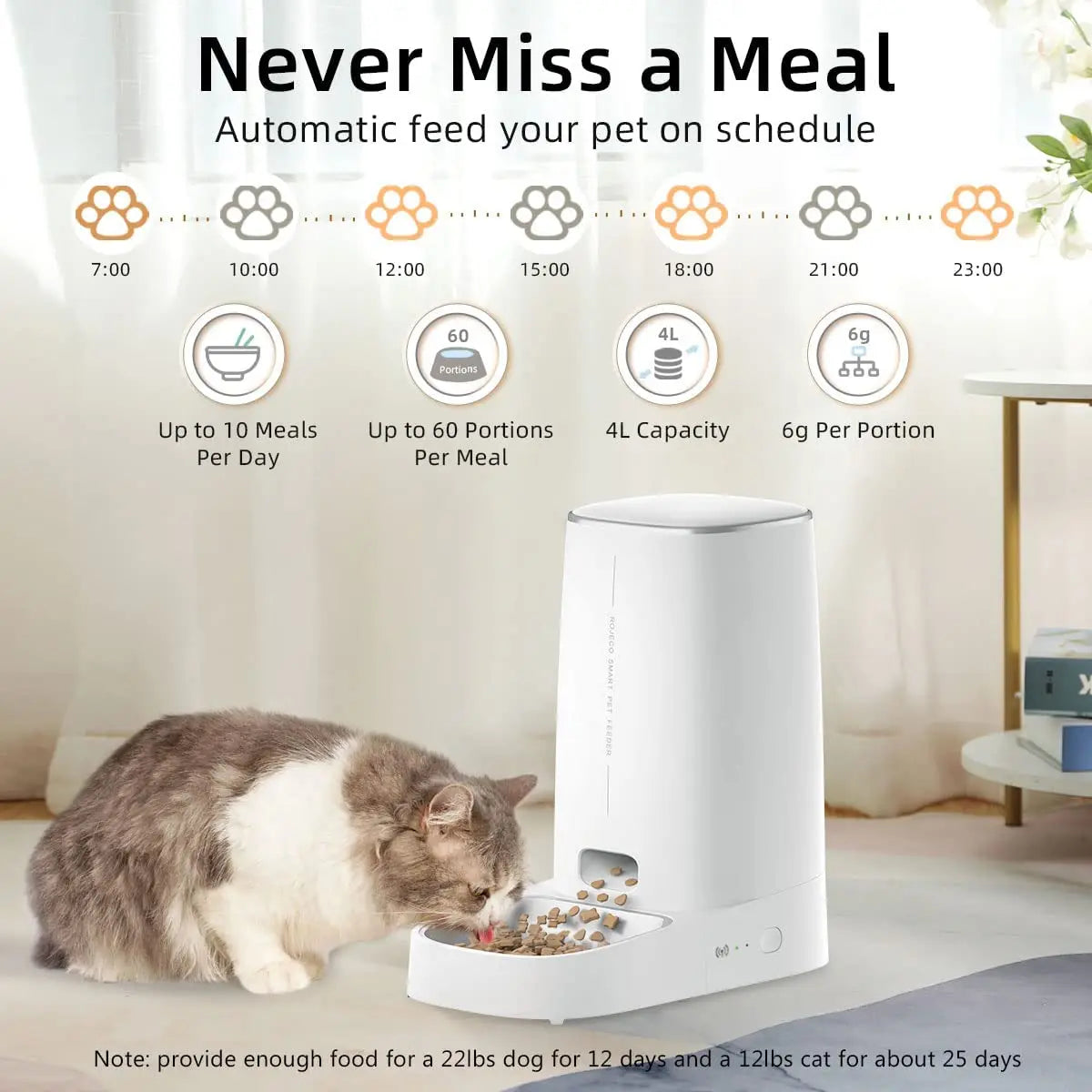 Automatischer Futterspender mit App – Trockenfutter für Katze & Hund